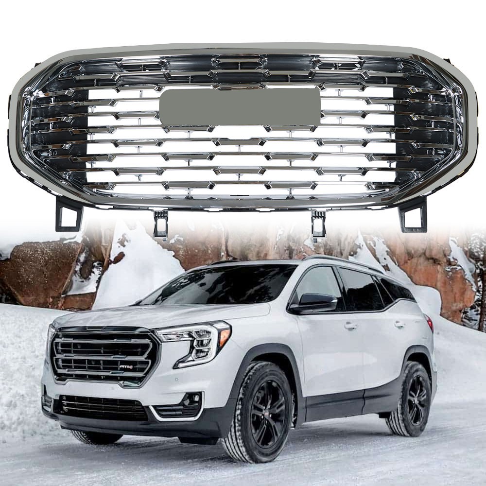 Chrome Fit For GMC Terrain 2018 2019-2021 Plastic Front Upper Grille Assembly