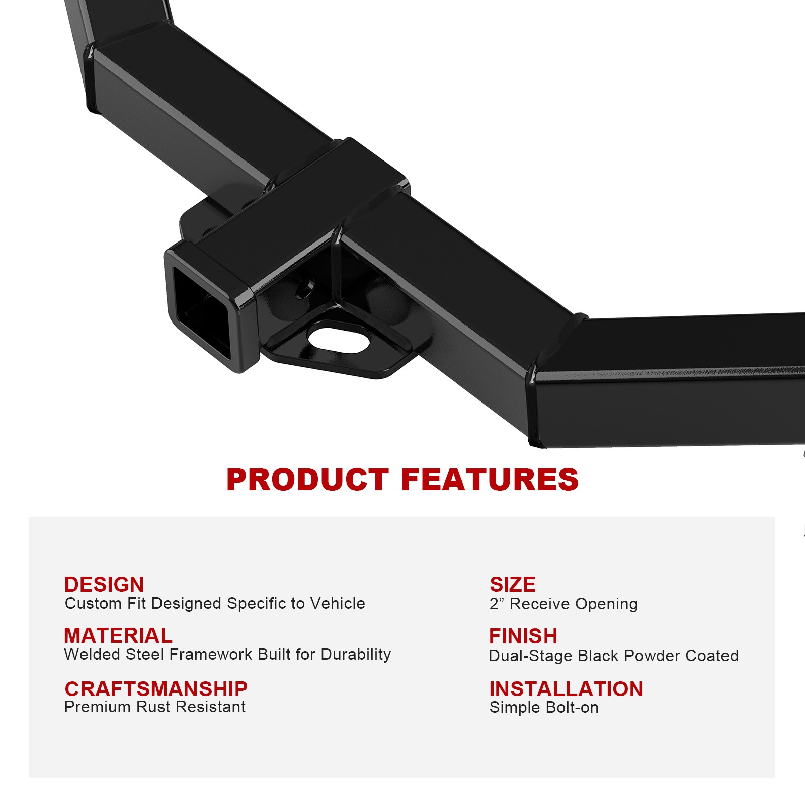 2 Inch Trailer Hitch Receiver For Durango 2011-2025 Grand Cherokee 2012-2022