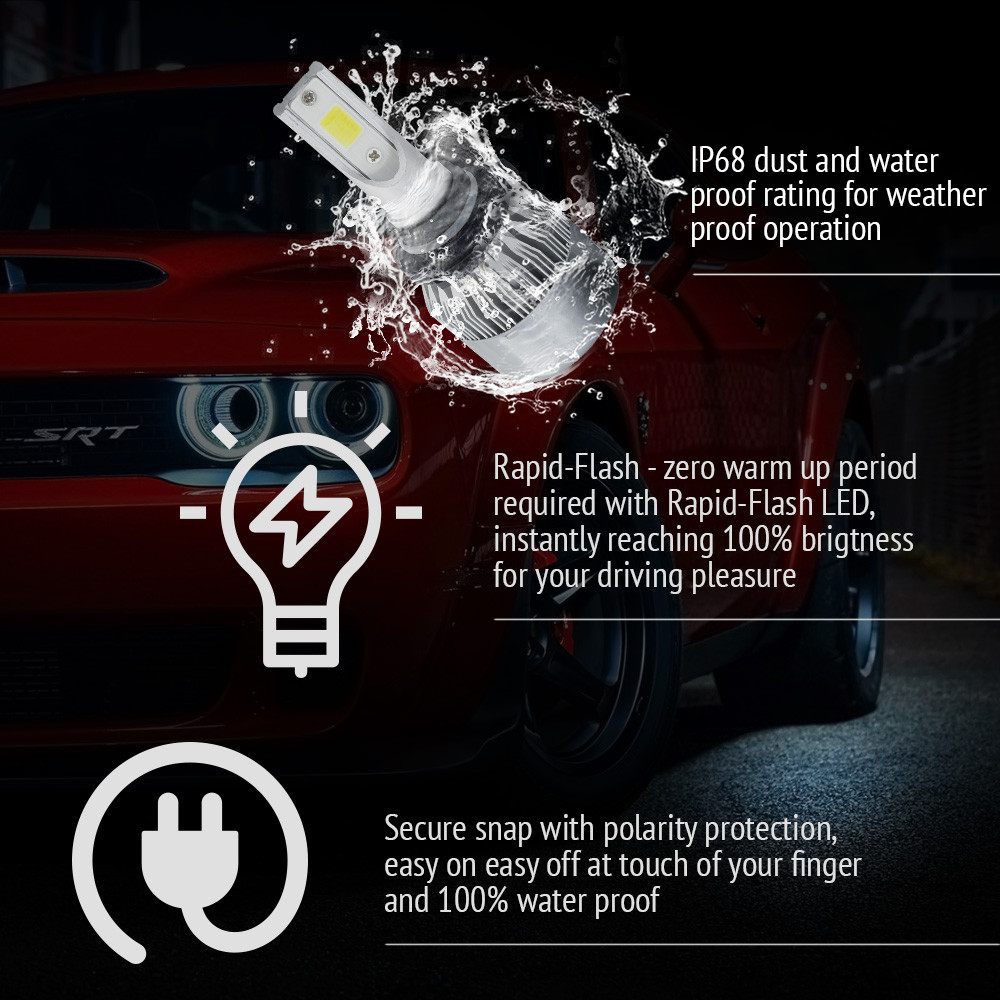 XENTEC LED HID Headlight Conversion kit 9012 6000K for 2013-2015 Dodge Dart
