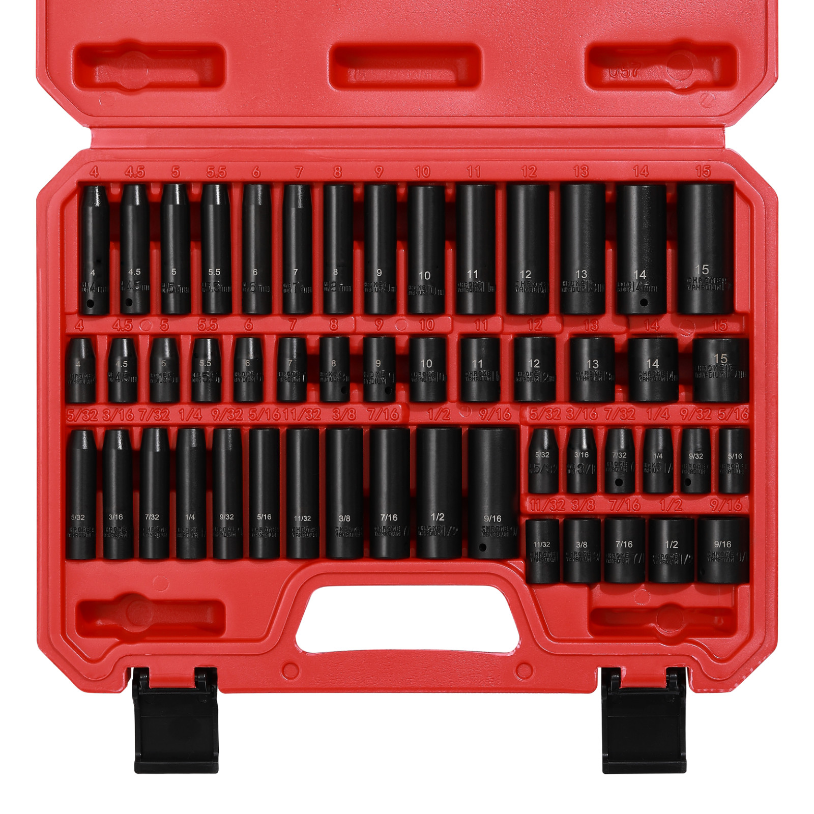 50PCS 1/4″ Drive Master Impact Socket Set 6-Point SAE/Metric 5/32 Inch