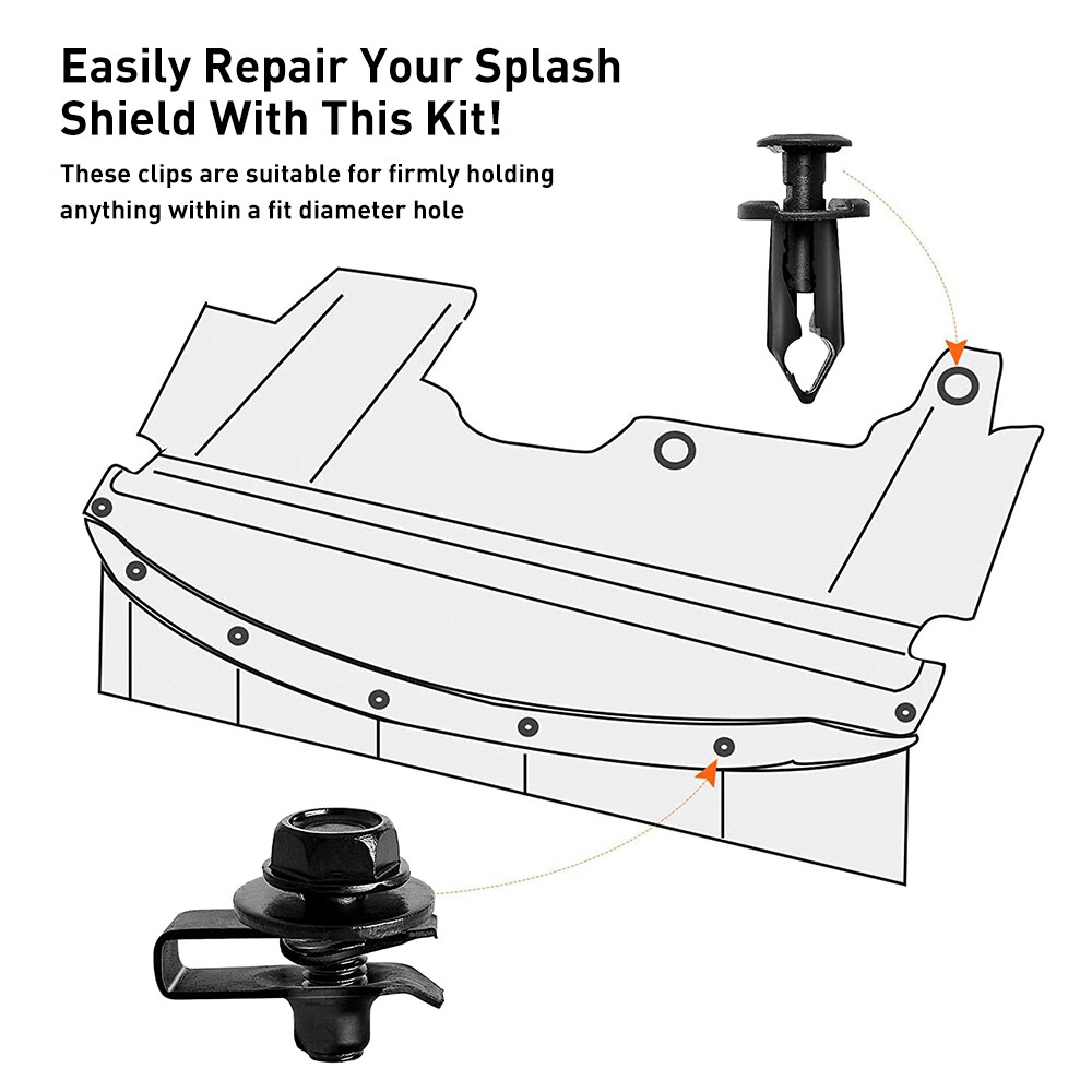 28pc Car Engine Splash Shield Bumper Hardware Kit Body Bolt Screw nut Clip Rivet