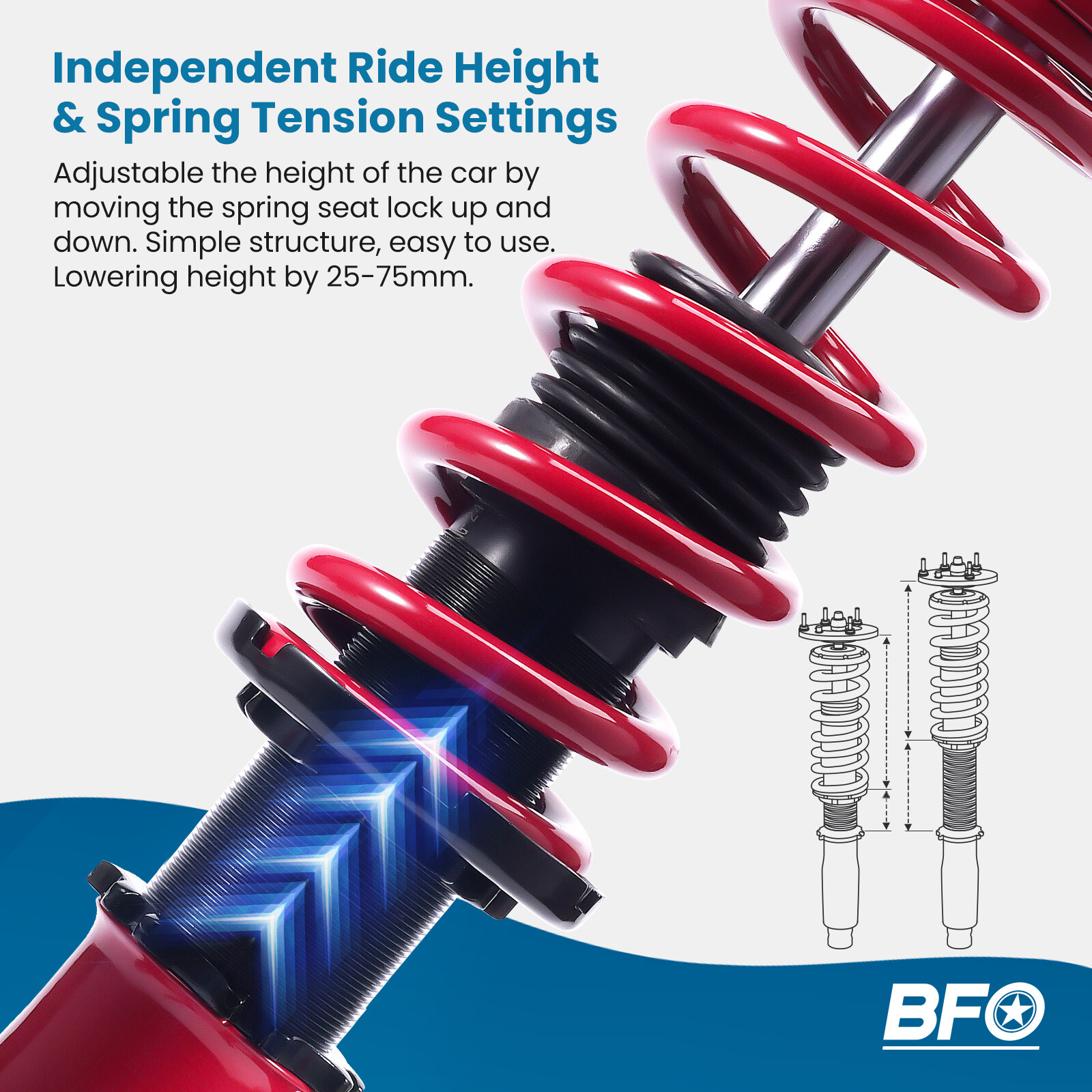 BFO Coilover for Chevrolet Camaro 2010-2015 Shock Absorber Adjustable height