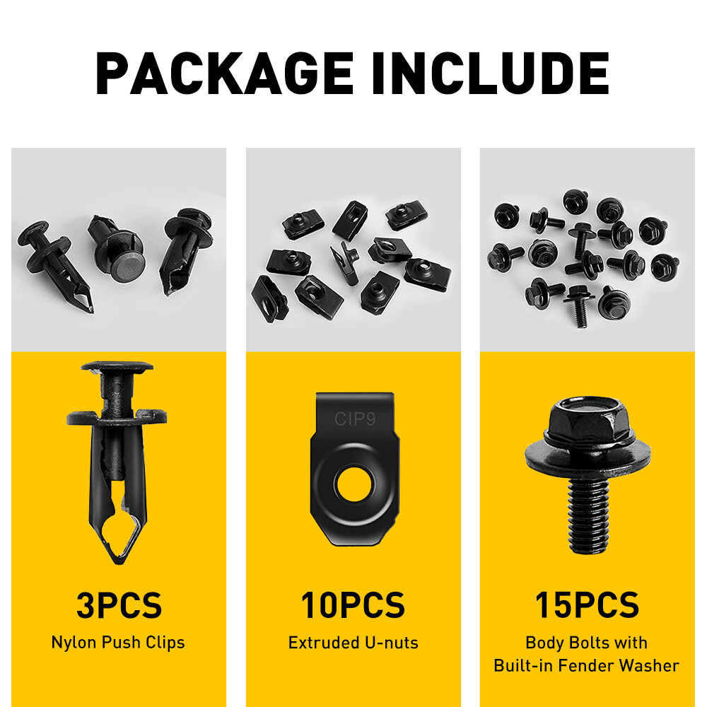 28pc Car Engine Splash Shield Bumper Hardware Kit Body Bolt Screw nut Clip Rivet