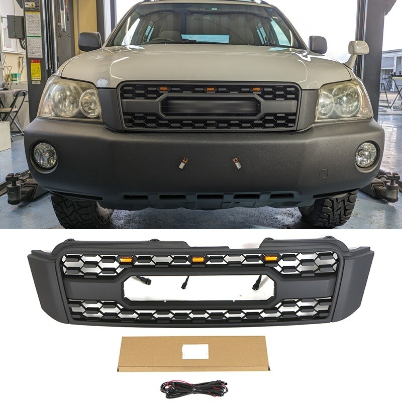 Matte Black Grille Fits For 2004-2007 Toyota Highlander Kluger XU20 W/Light