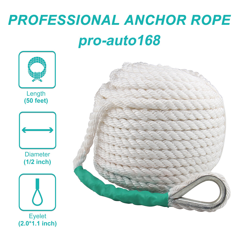 1/2″ 200FT Twisted Three Strand Nylon Anchor Rope Braided Boat Line w/ Thimble