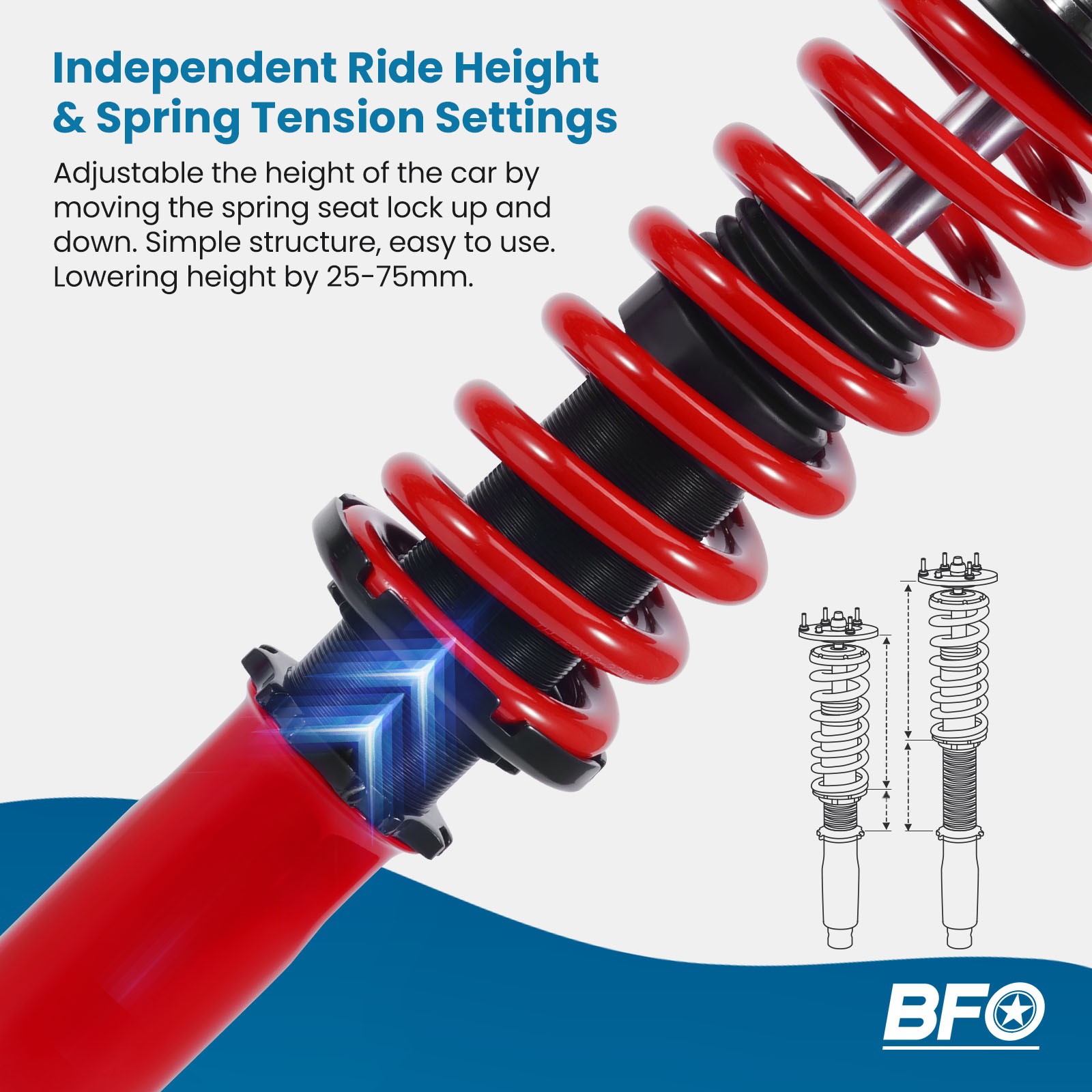 BFO Coilovers Suspension Lowering Kit For Honda Accord 03-07 Acura TL 2004-2008