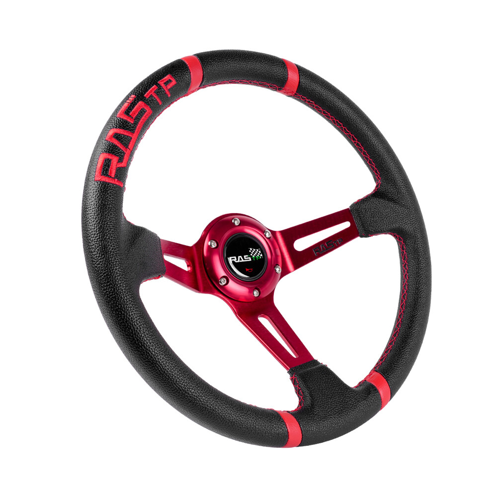 Red 14IN 350mm Deep Dish Sport Racing Drifting Steering Wheel Aluminum Universal
