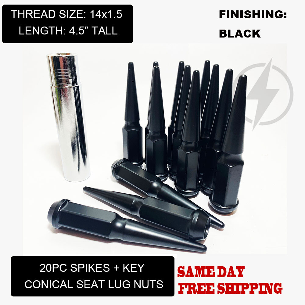 FIT CHEVY BLAZER CAMARO IMPALA MALIBU SS TAHOE SPIKE LUG NUT 14×1.5 BLACK 20PC