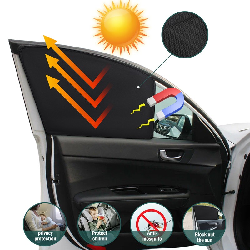 4PCS Car Sun Shade Curtains – 100% UV Protection Privacy Curtain Black