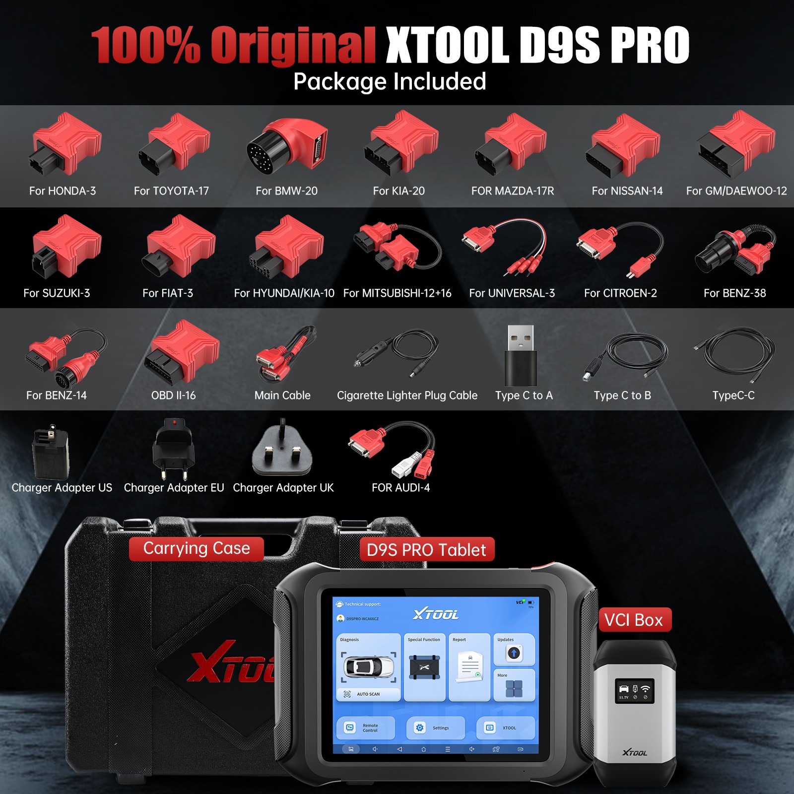 ✅XTOOL D9S PRO Auto Diagnostic Scanner Tool ECU Key Programming 45+ Services