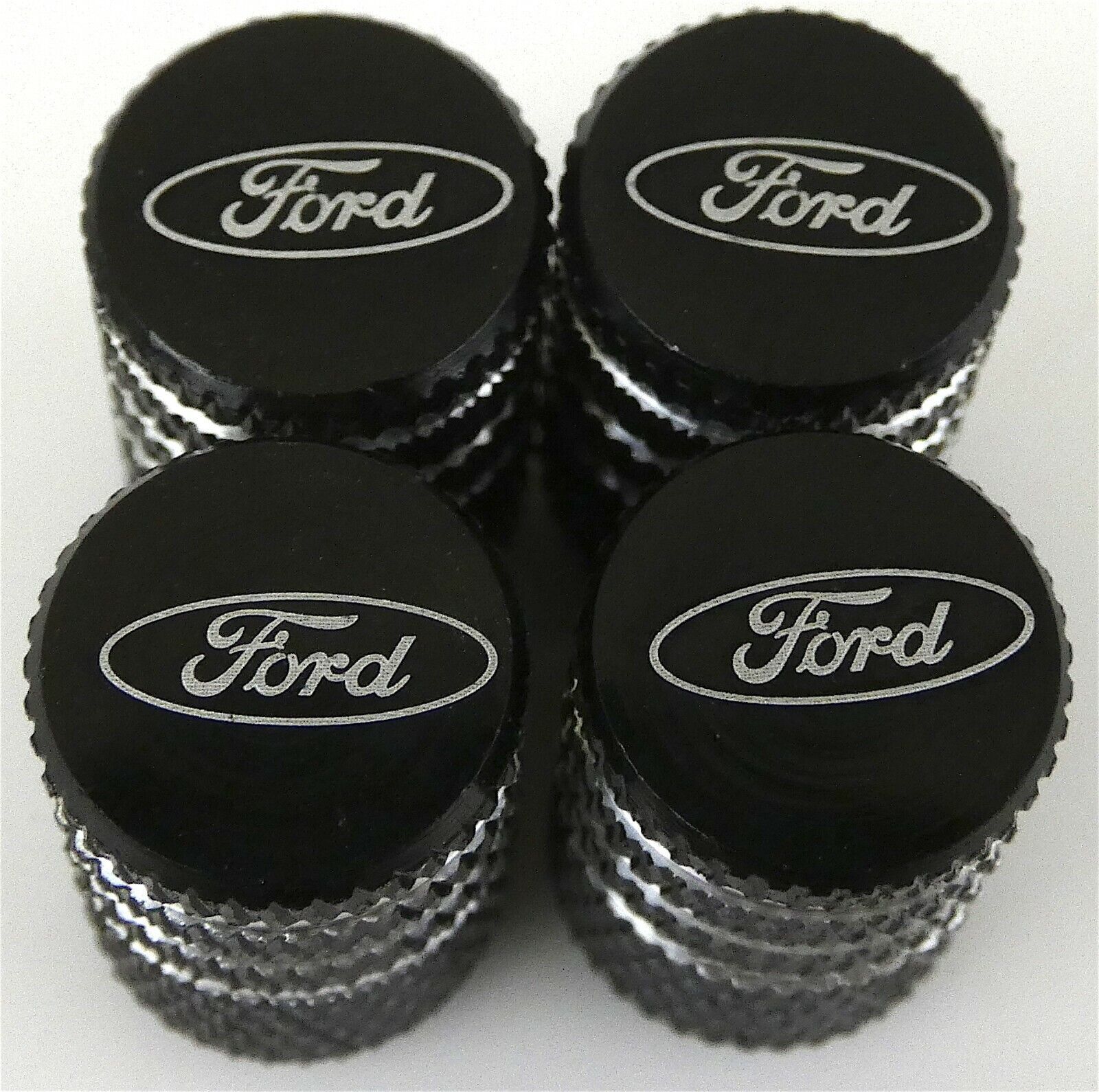 4 Black Ford Tire Valve Stem Caps For Truck Car Universal Fitting Free Shipping