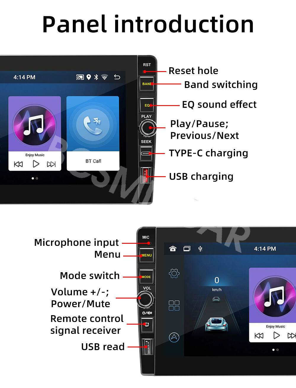 Stereo Radio 9in Car GPS Navigation Android 12 MP5 Player WIFI/FM/USB Head Unit