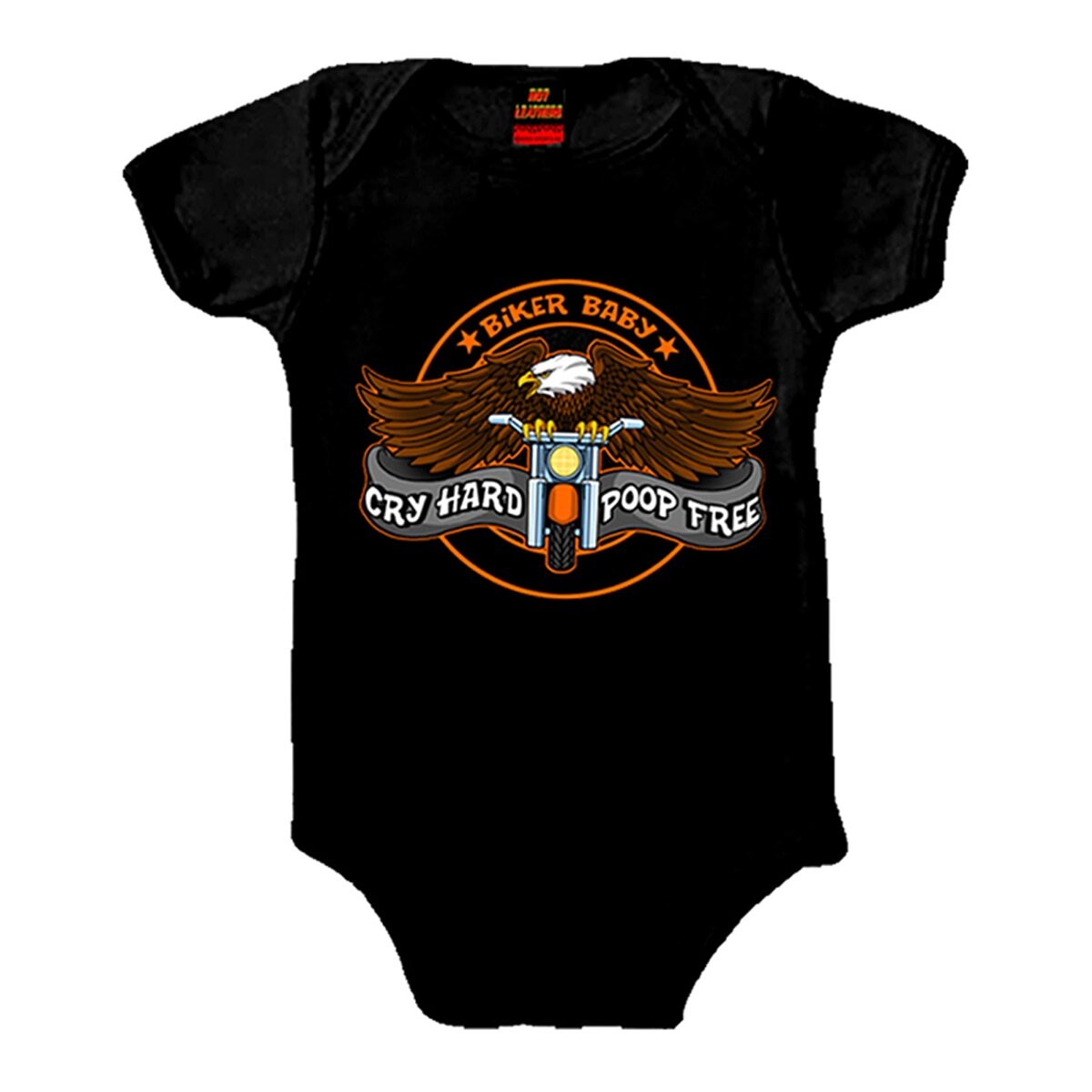 Hot Leathers Black Cry Hard Onesie – GYS1016-6M ( Size 6 months )