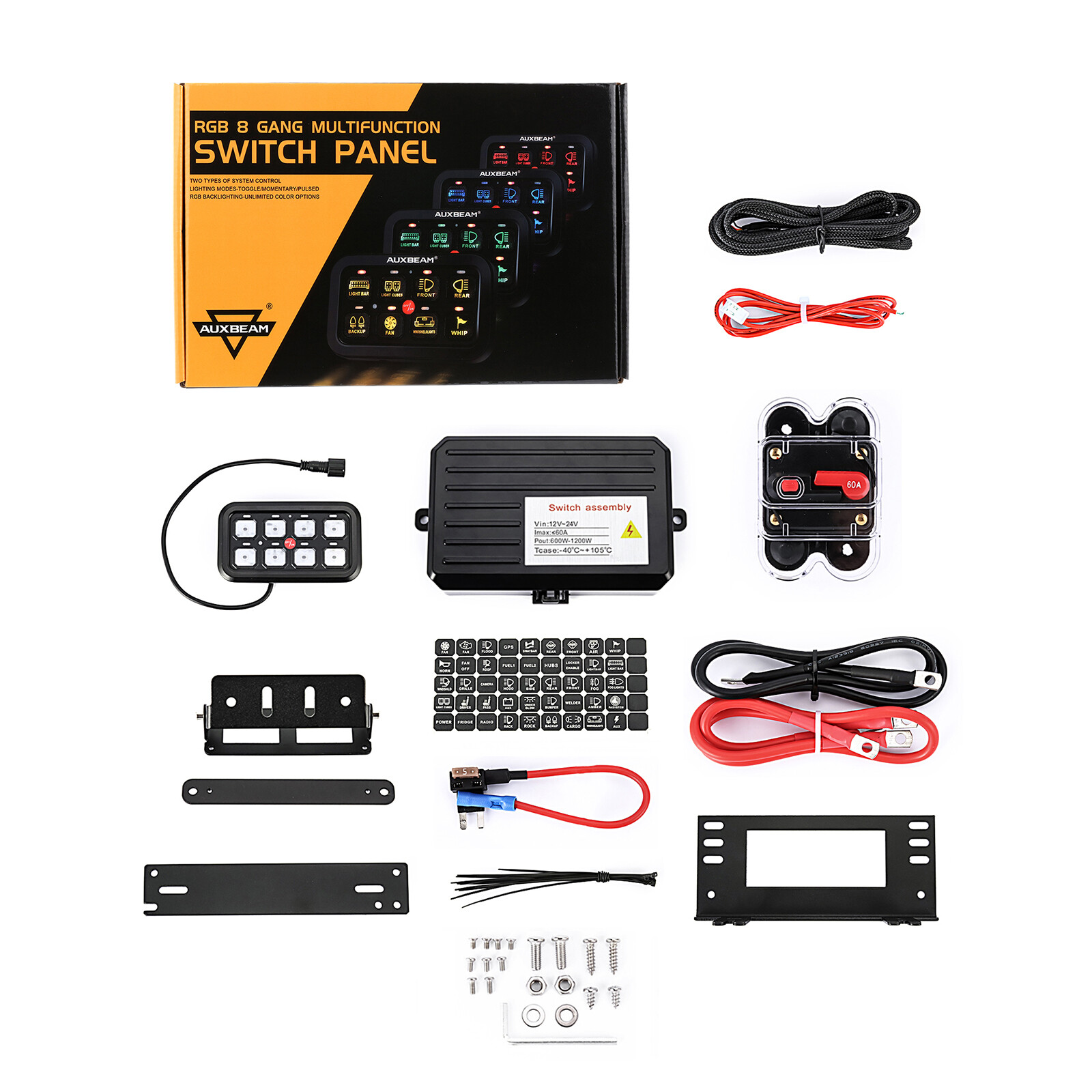 AUXBEAM AR-800 RGB 8 Gang Switch Panel Multifunction Light Bar Control 12/24V US