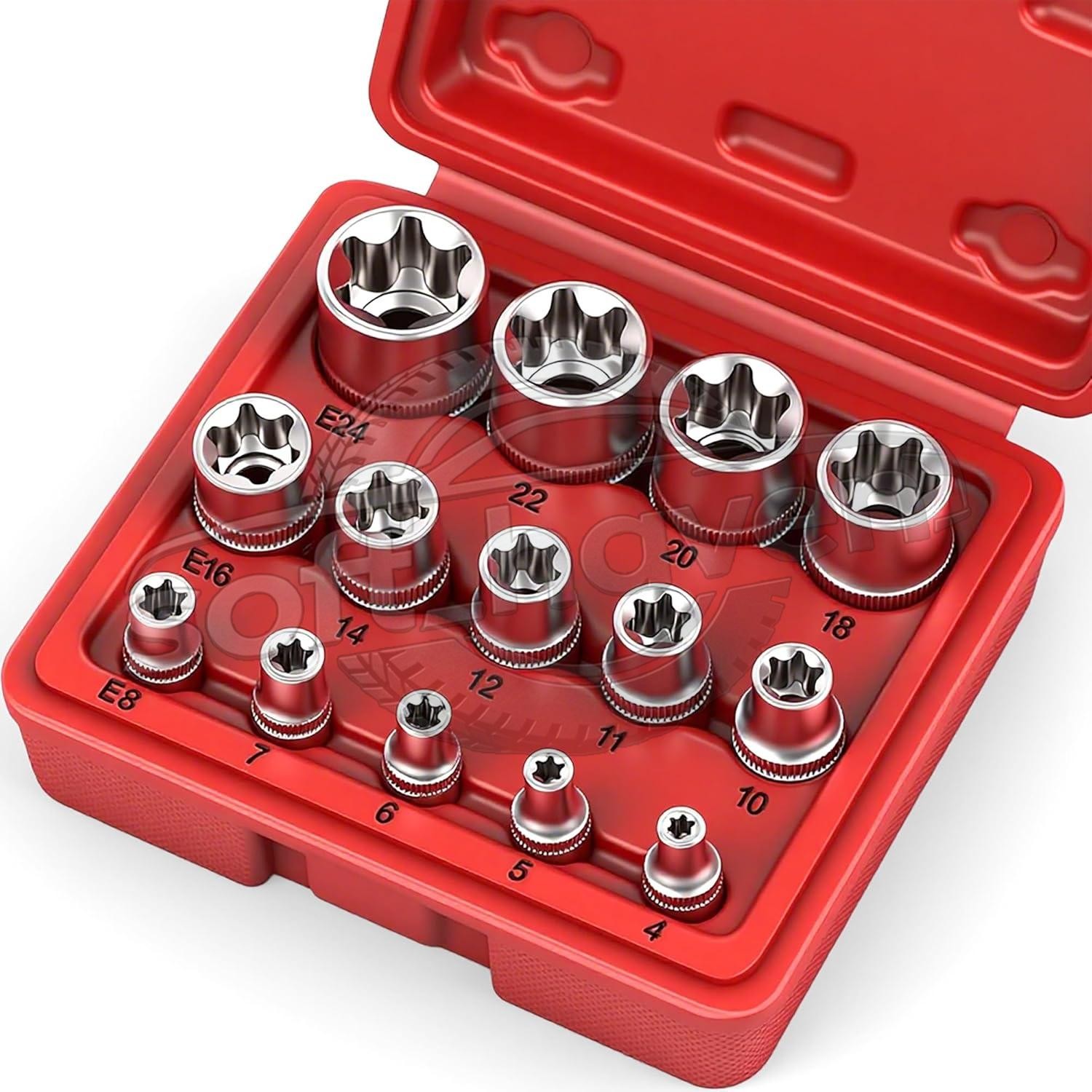 14PC E-TORX Socket Set Female Torx Socket Set Ultimate Torque Star Socket E4-E24