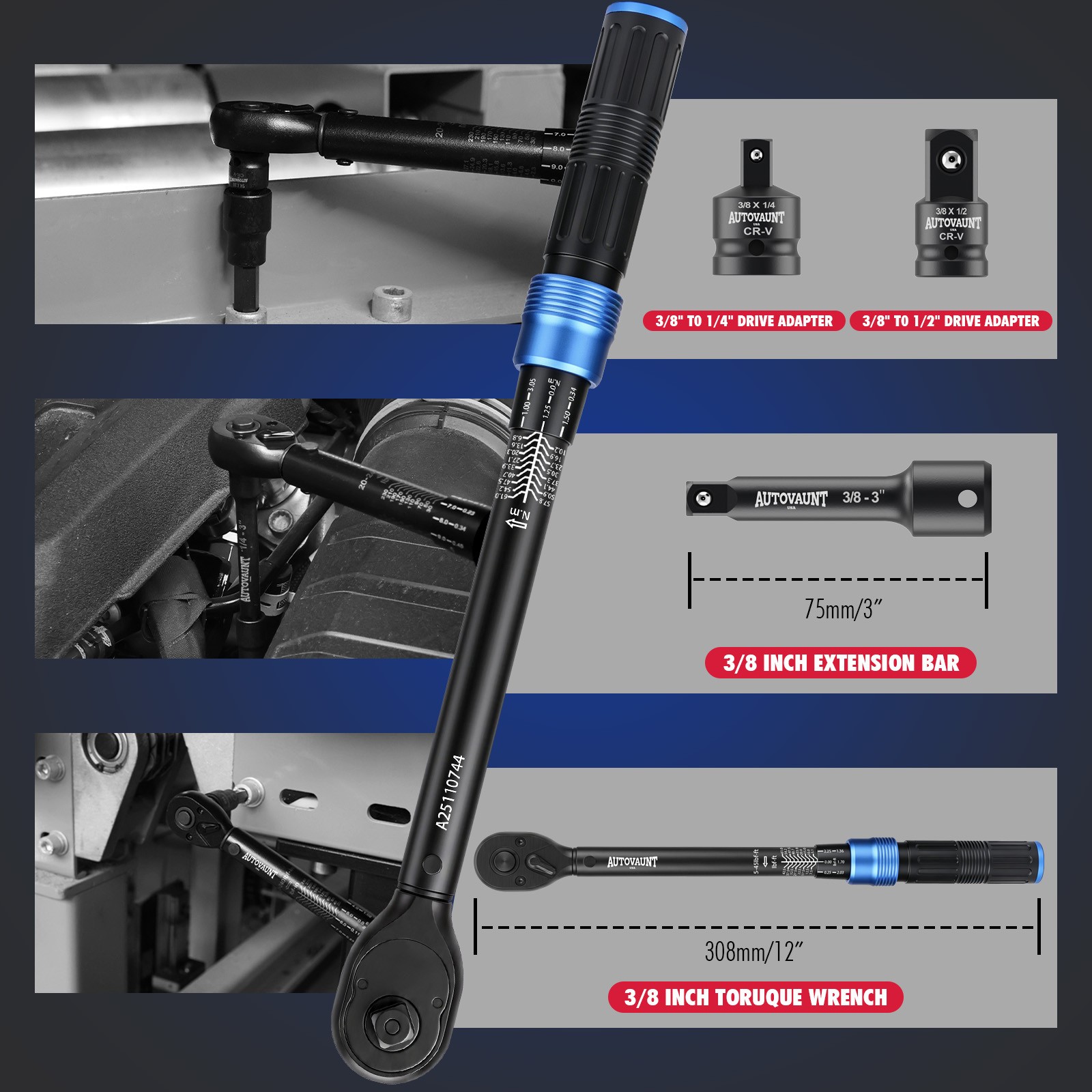 3/8″ Torque Wrench Snap Socket Professional Drive Click Ratcheting Father’s Day