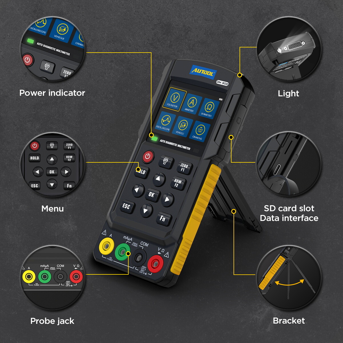 Auto Diagnostic Multimeter Oscillometric AC/DC Voltage Current Circuit Tester