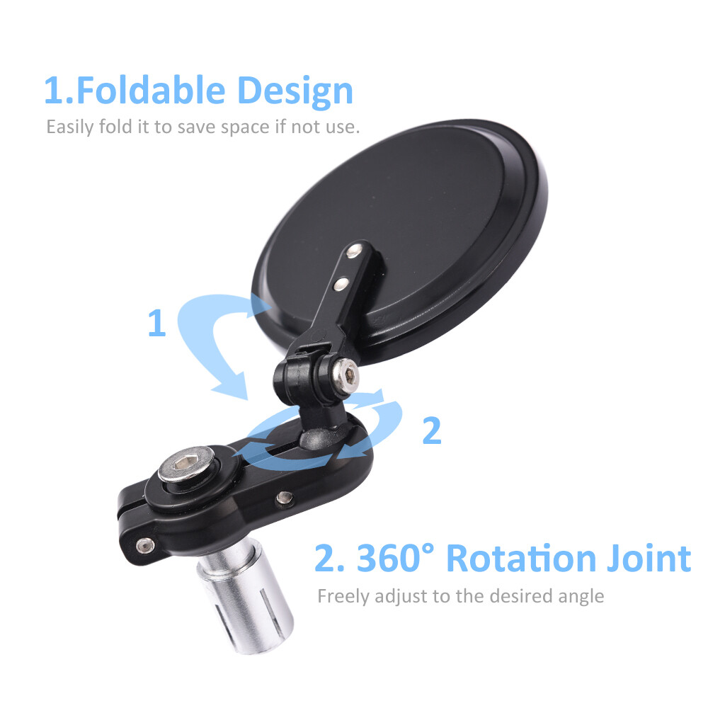 2PCS Universal Motorcycle Mirrors 7/8″ 22mm Handle Bar End Rearview Side Mirrors
