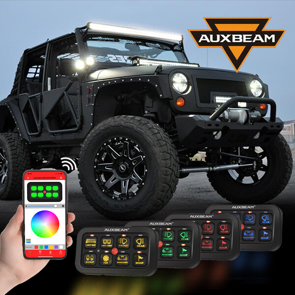 Auxbeam RGB 8 Gang Auxiliary AR-800 Toggle Momentary Pulsed Switch Panel