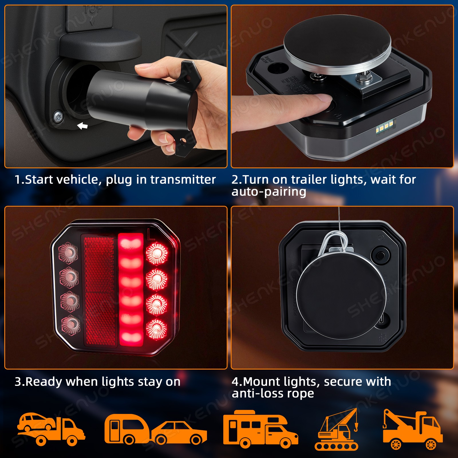 IP65 Wireless Magnetic Lights for Boat Trailer Camper Truck