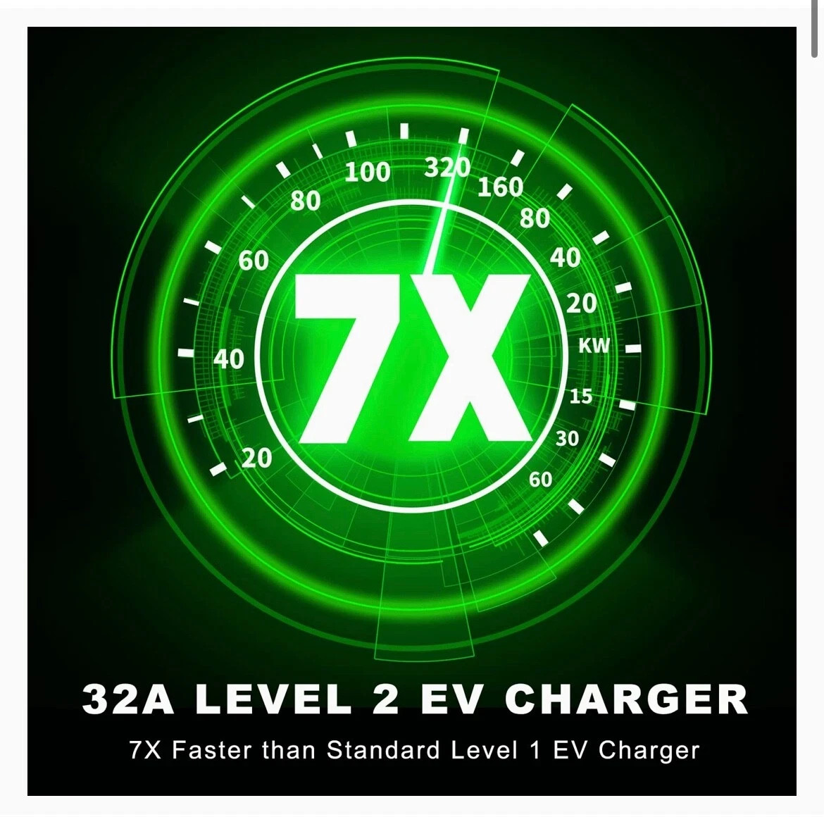 Level 2 Portable EV Charger (32Amp, 110V-240V, 22ft), Electric Vehicle