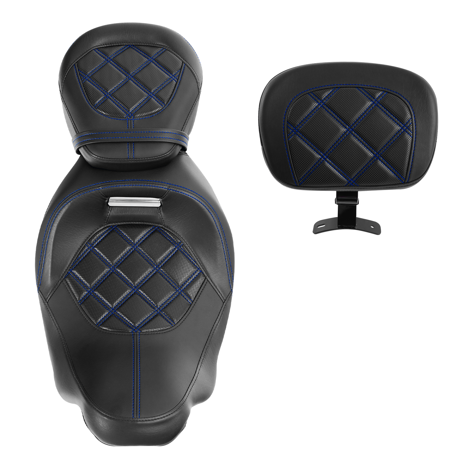 Low-Profile 2 Piece Seat & Rider Backrest Pad Fit For Harley Touring 2009-2023