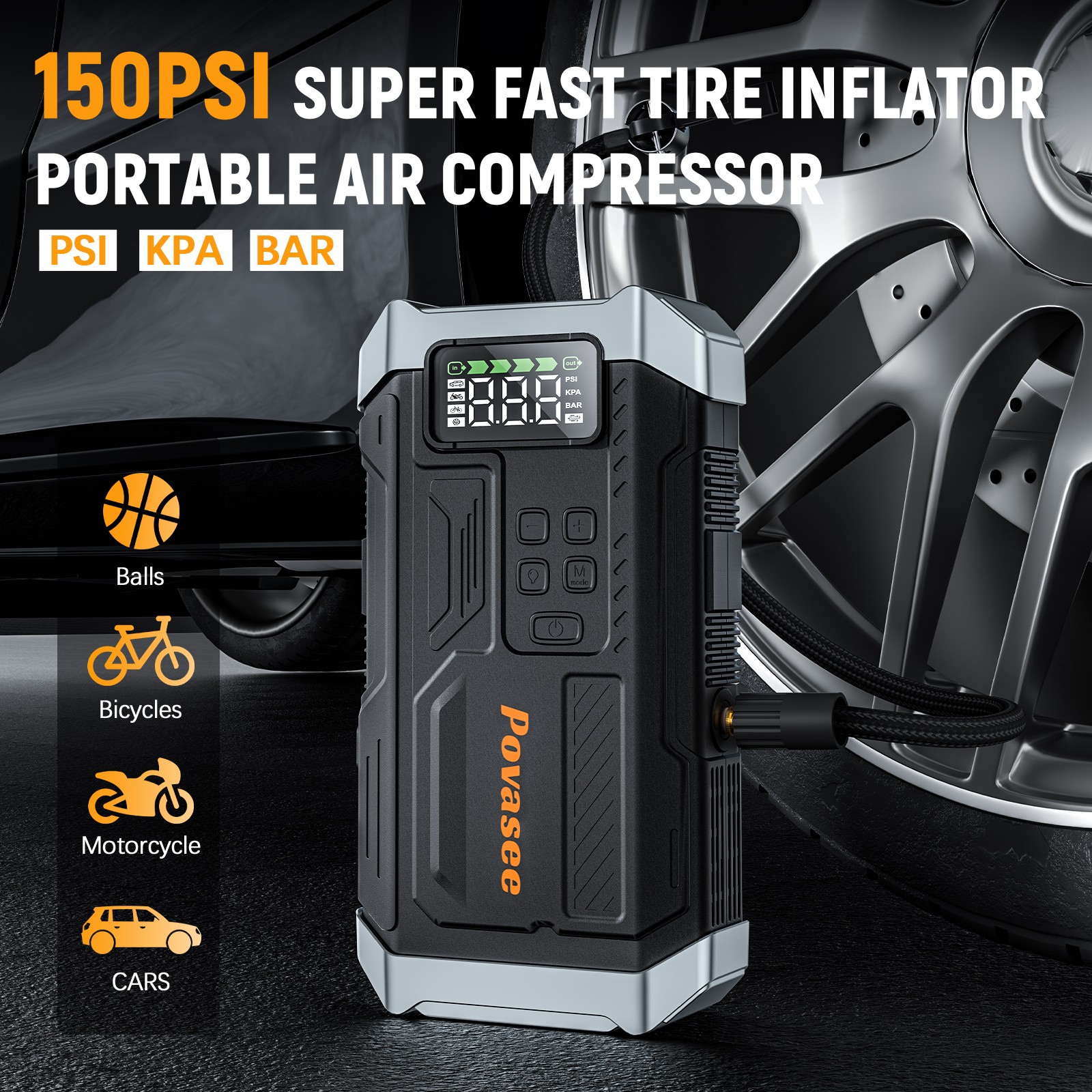 5000A Car Jump Starter with Air compressor Booster Jumper Power Bank Car Battery