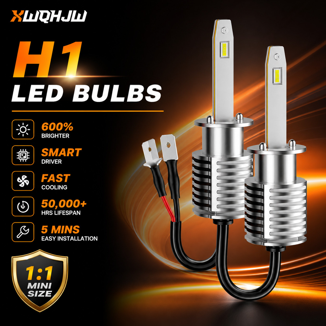 2X H1 Xenon LED White Headlight Light Lamp High/Low Beam 12V 6500K Bulb 55W