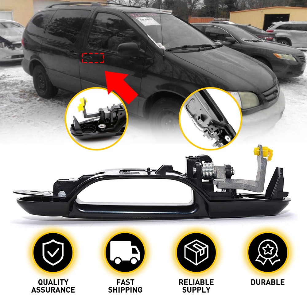 Front RH for 98-03 Toyota Sienna Passenger Side Black Exterior Outer Door Handle