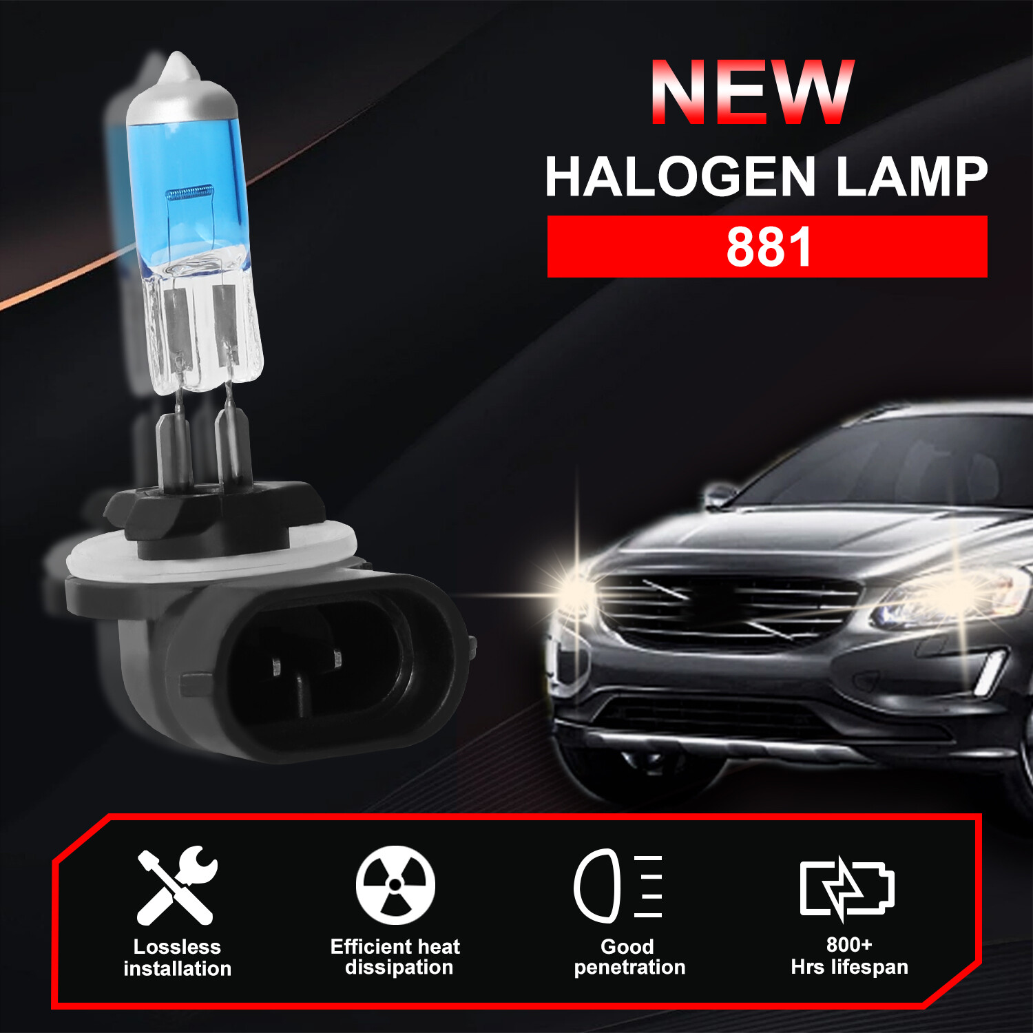 For Chevy SSR 2003-2006 – 2X 881 Halogen Fog Light Bulb Warm White 4200K