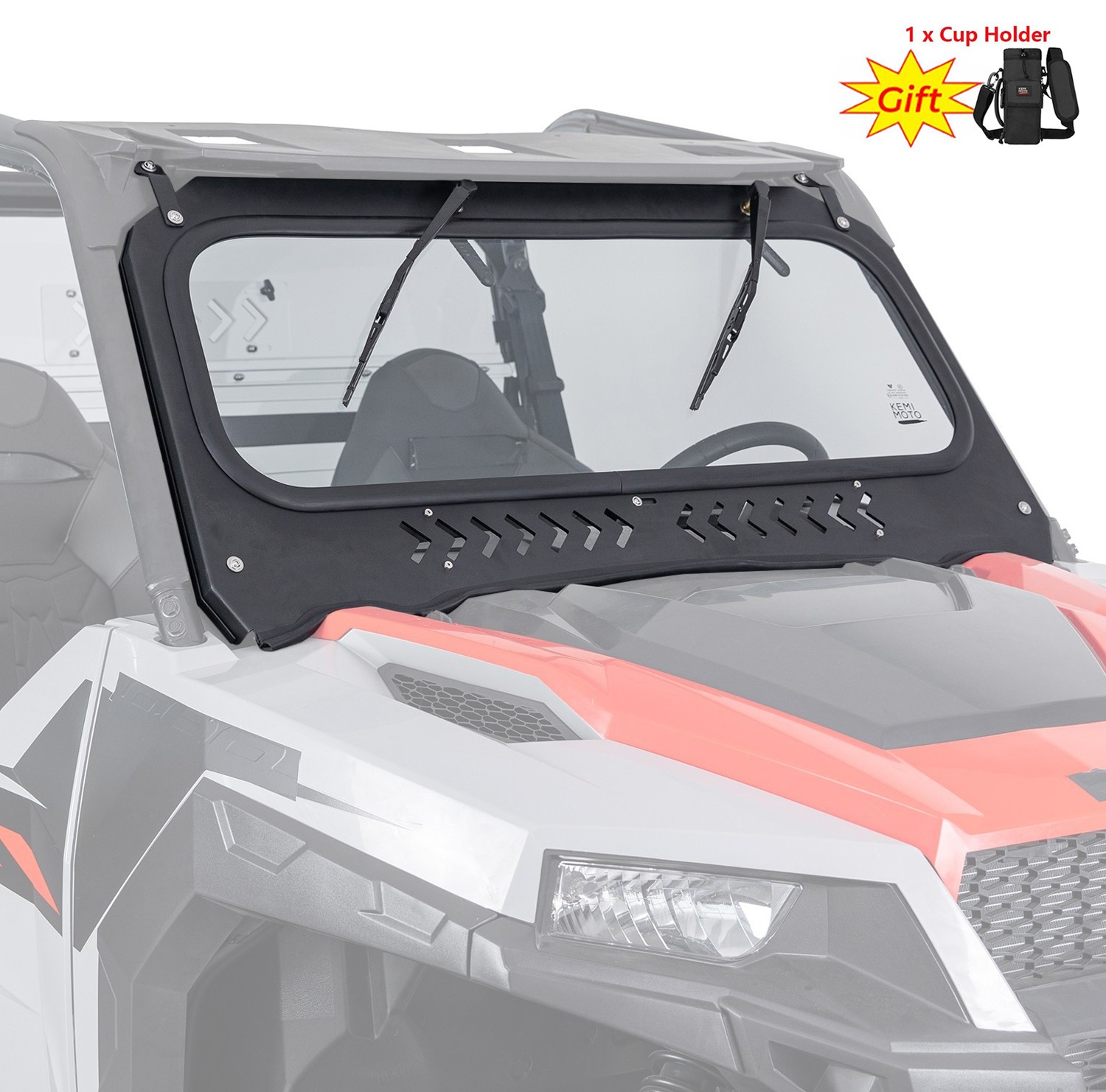 UTV Glass Windshield W/ Vents+ Dual Manual Wipers for Polaris General XP 1000 4