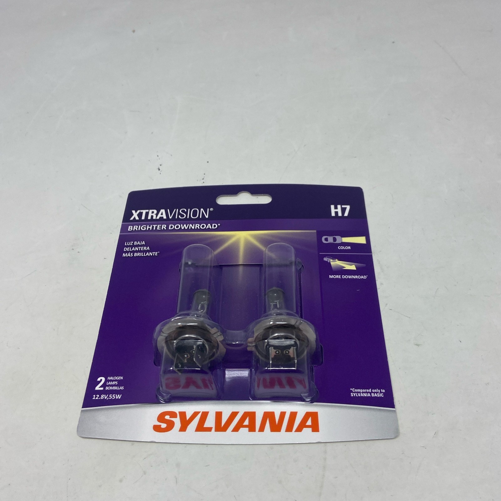 SYLVANIA H7 XtraVision 55W Halogen Headlight Bulbs 2-Pack Warm White