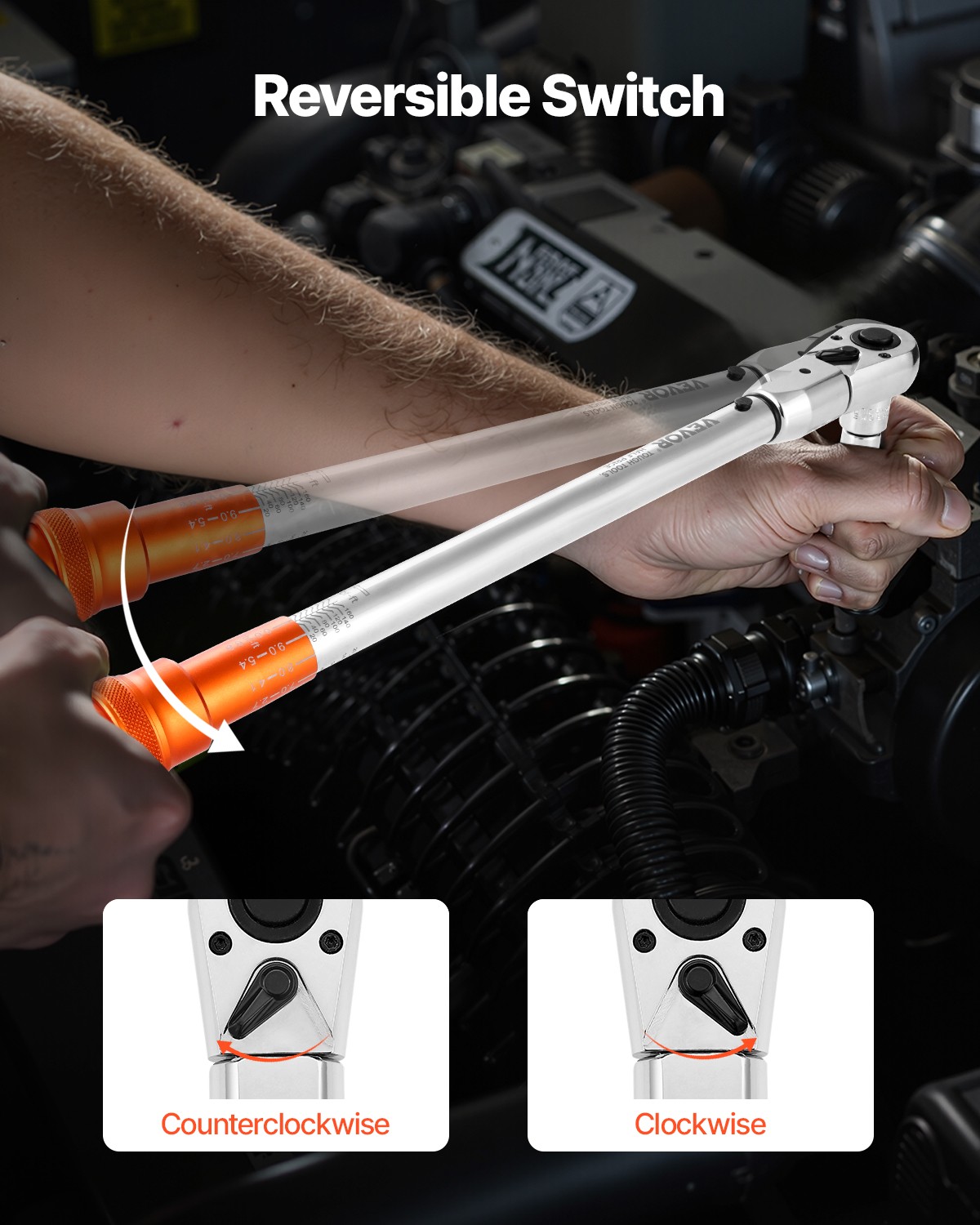 VEVOR Adjustable Click Torque Wrench 1/2 In Drive 20-160 lbf-ft / 27.1-216.8 N.m