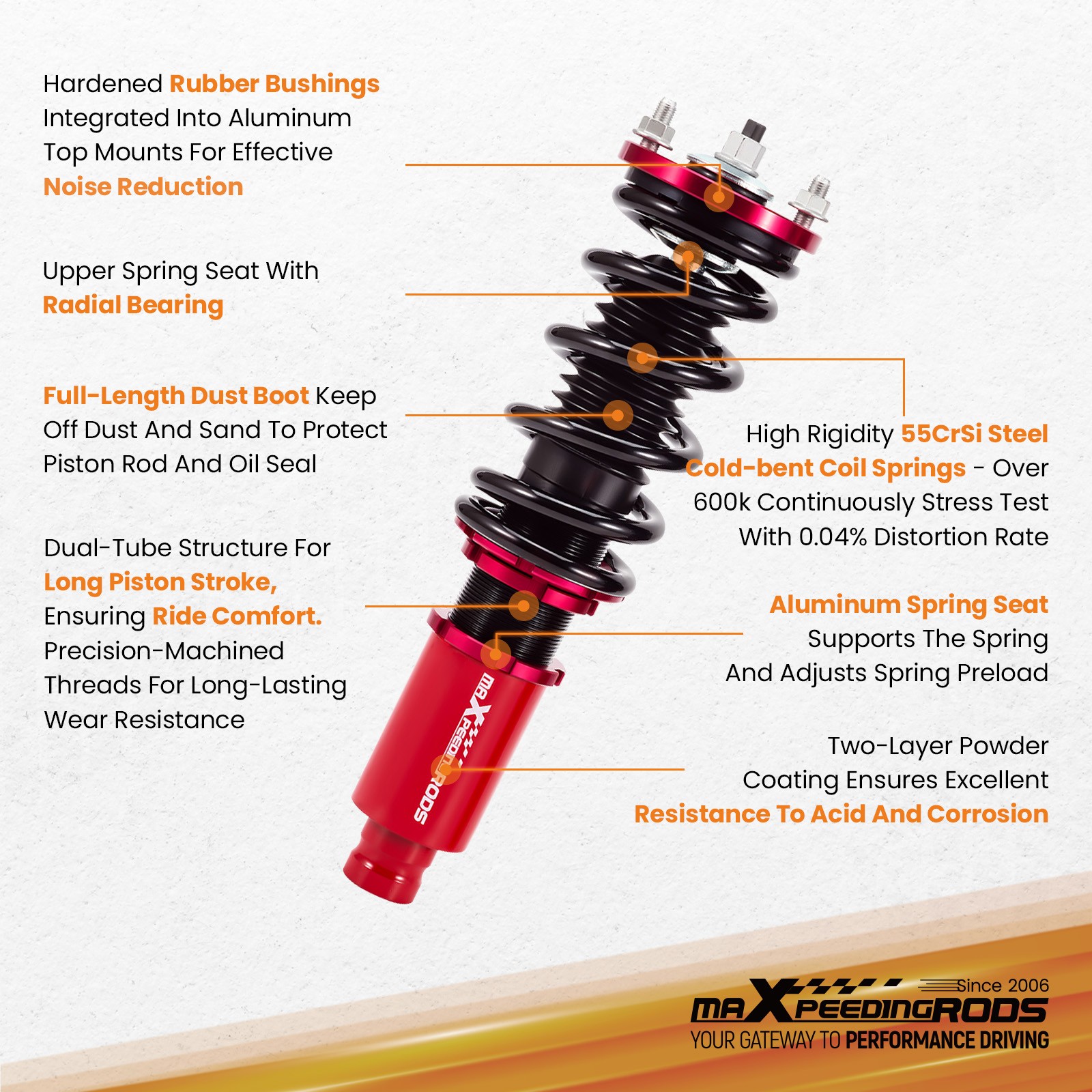 MAXPEEDINGRODS STREET ADJUSTABLE COILOVERS FOR HONDA CIVIC 92-00 INTEGRA 94-01