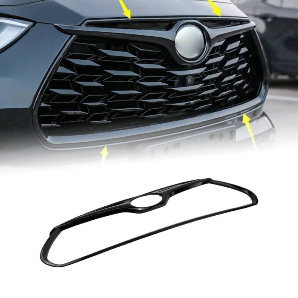 Garnish Frame Front Grille Cover Black For Toyota Highlander 2020-2026
