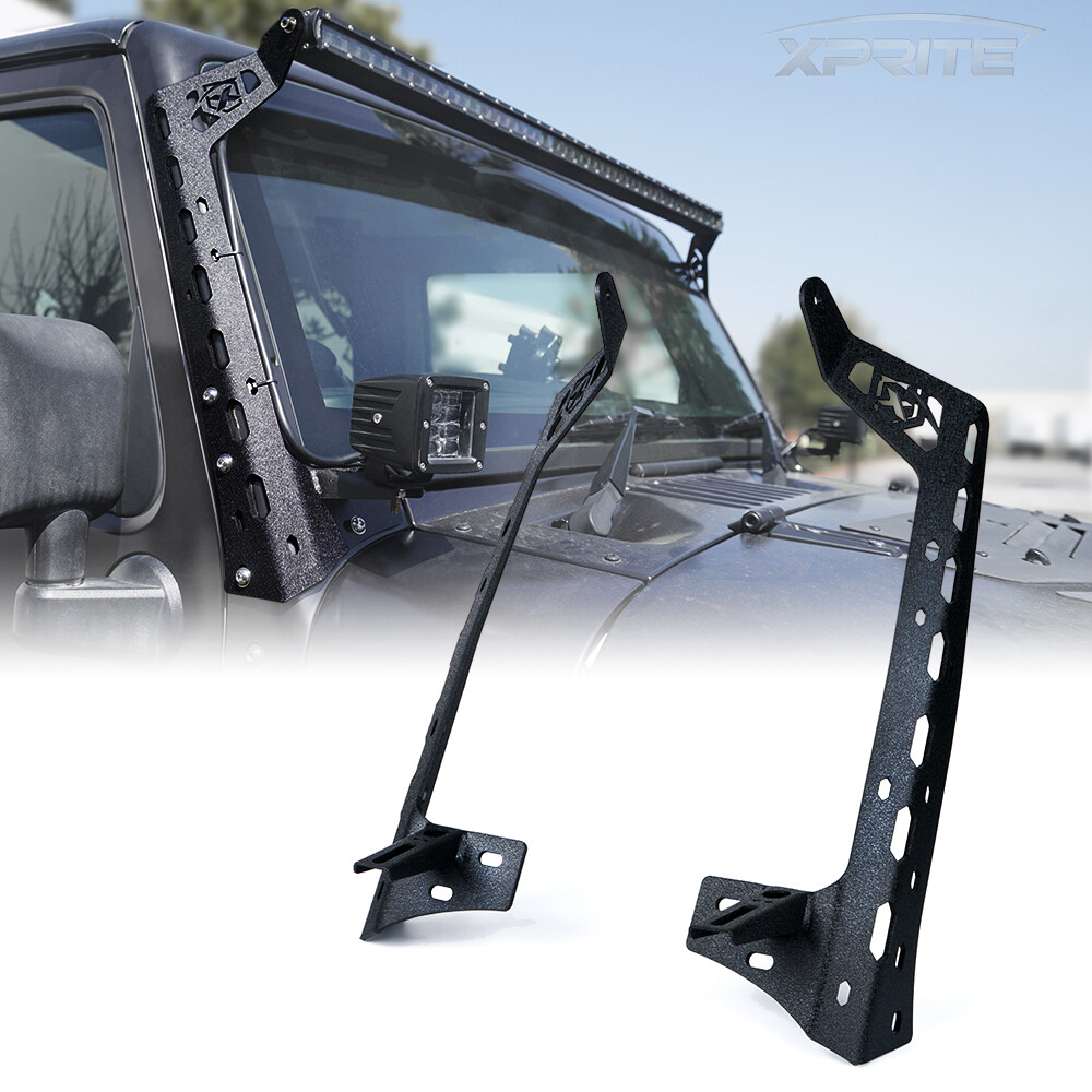 50″ Light Bar Mount Bracket w/ Spotlight Holder For Jeep Wrangler JK 2007-2018