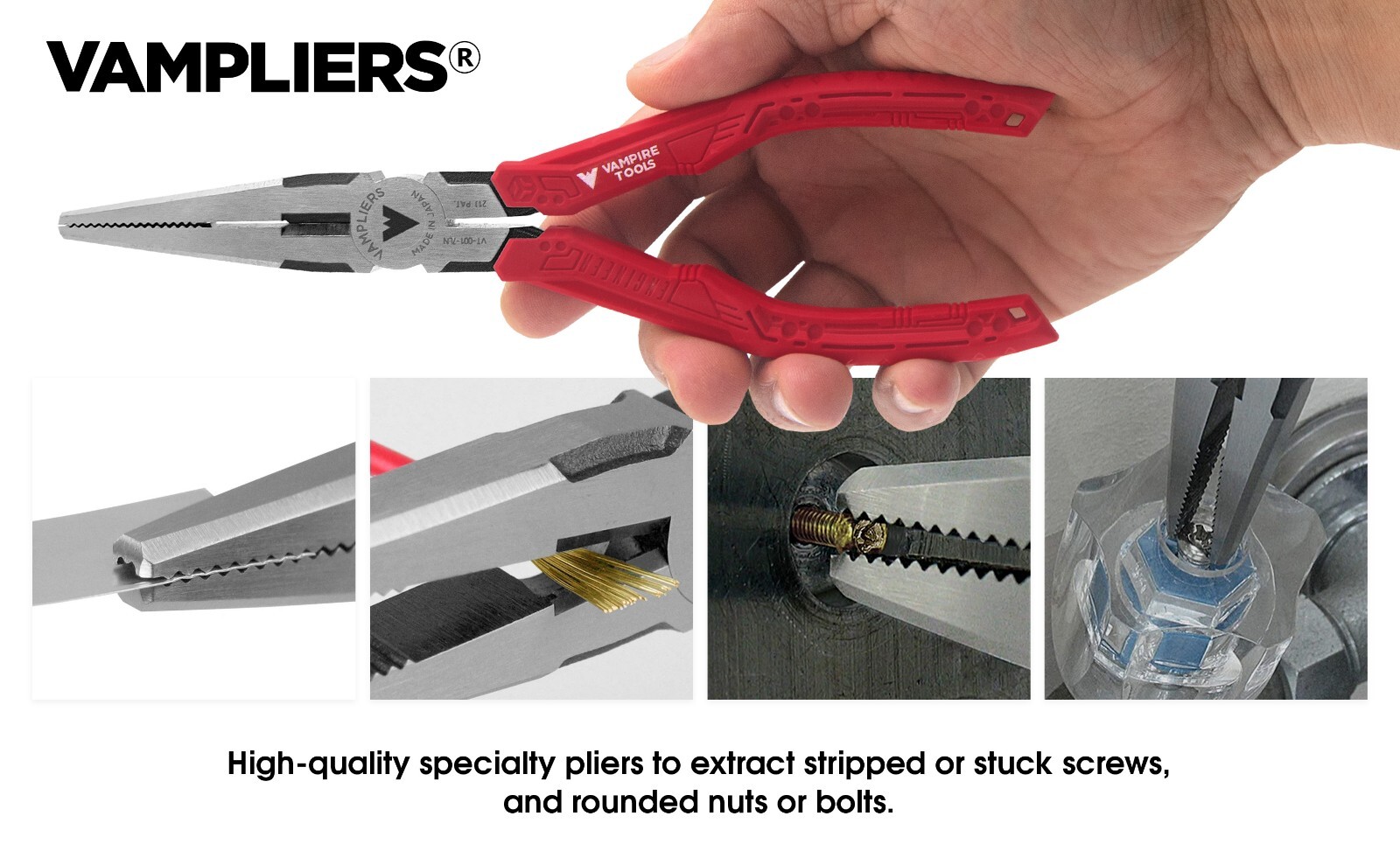 VAMPLIERS 7.5″ Screw Extractor Long Nose Pliers Made in Japan High Carbon Steel