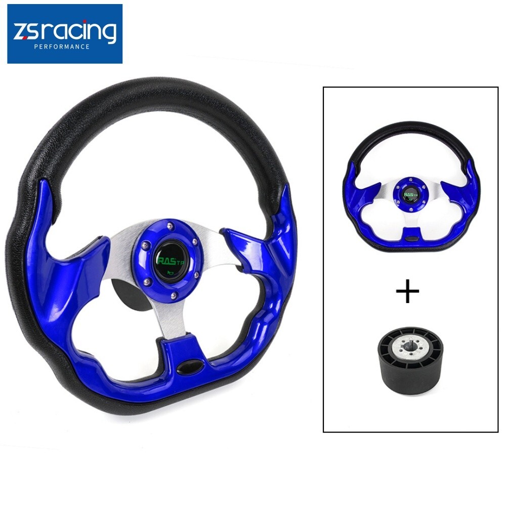 13IN Blue Marine Boat Steering Wheel w/Hub Adapter 3/4″ Axle Keyway 3 Spokes