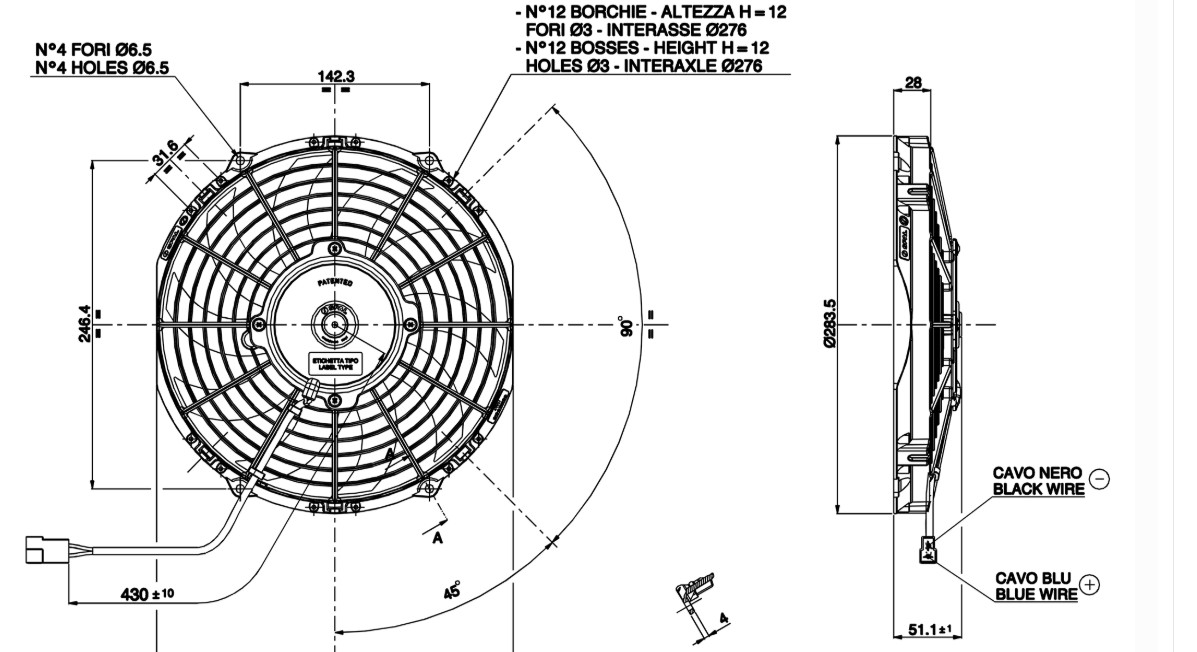 VA11-AP7/C-57S 10in Pusher Fan Curved Blade 797 CFM SPAL 30100320 Italy NEW
