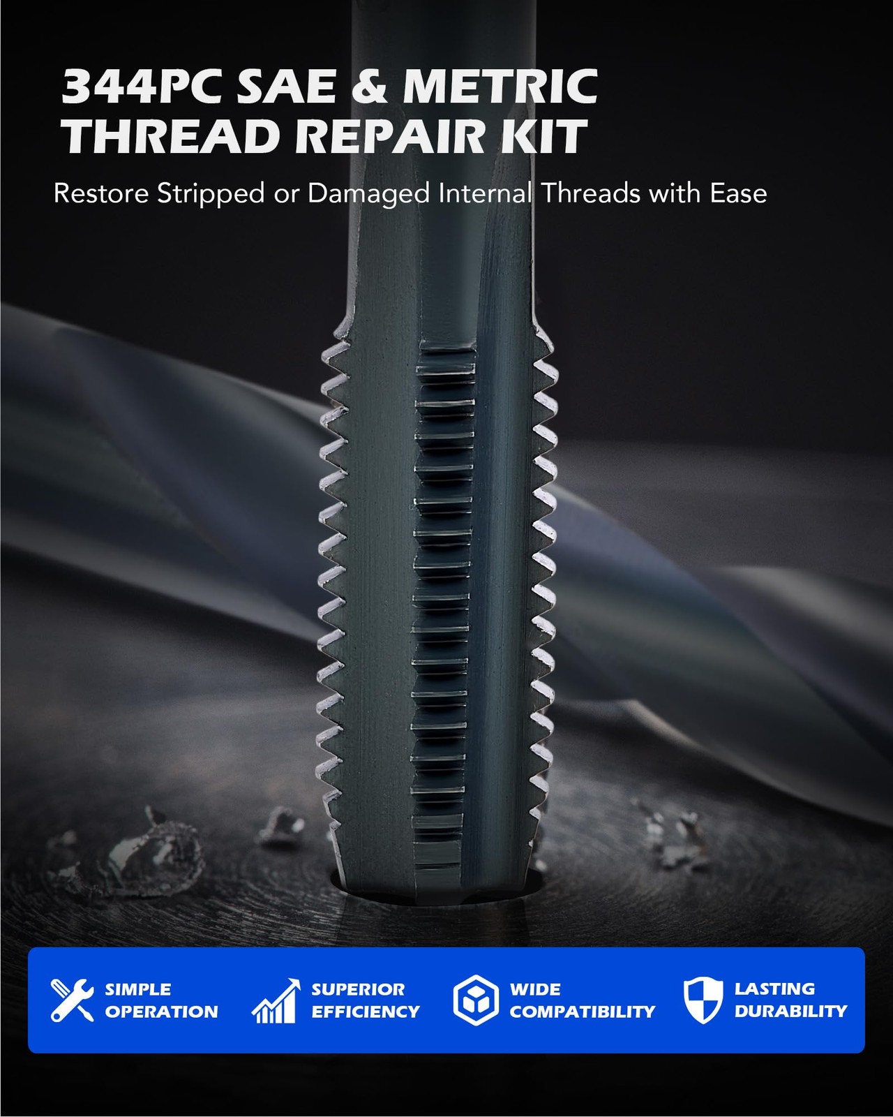 Orion Motor Tech 344pc Thread Repair Kit, SAE and Metric & Set