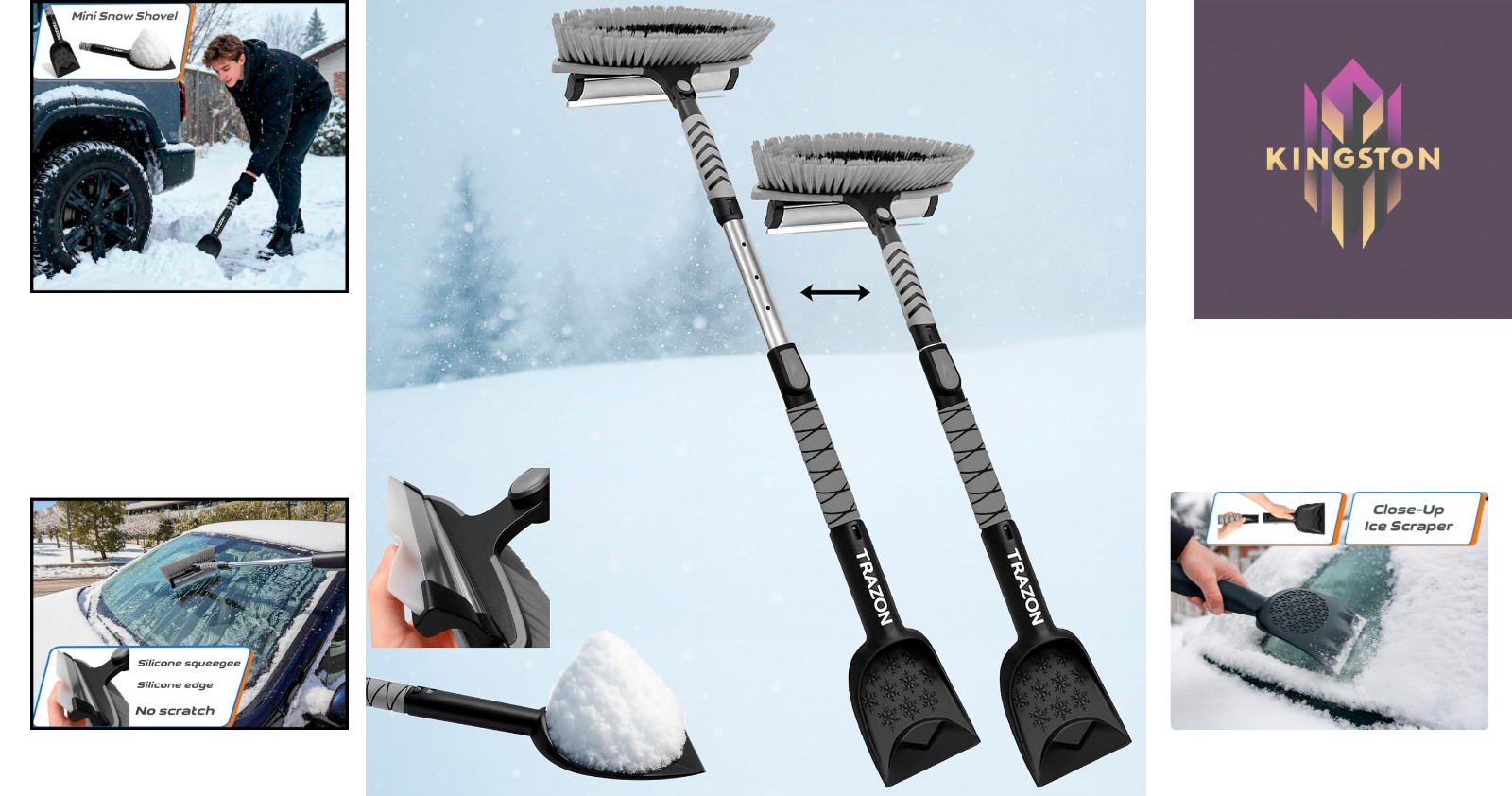 Effortless 42.4” Extendable Snow Brush & Ice Scraper for Safe Winter Driving