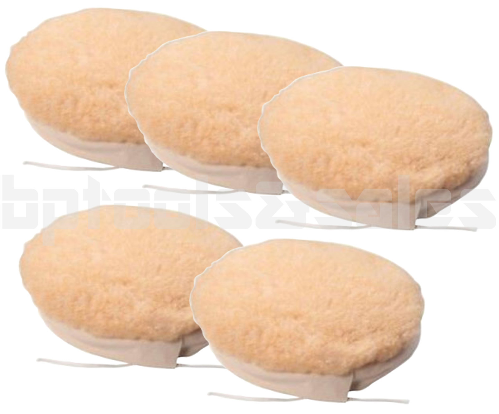 Lot of 5 – 7″ Wool Buffing Wheel Pad Polishing Bonnet Tie On for Car Polisher