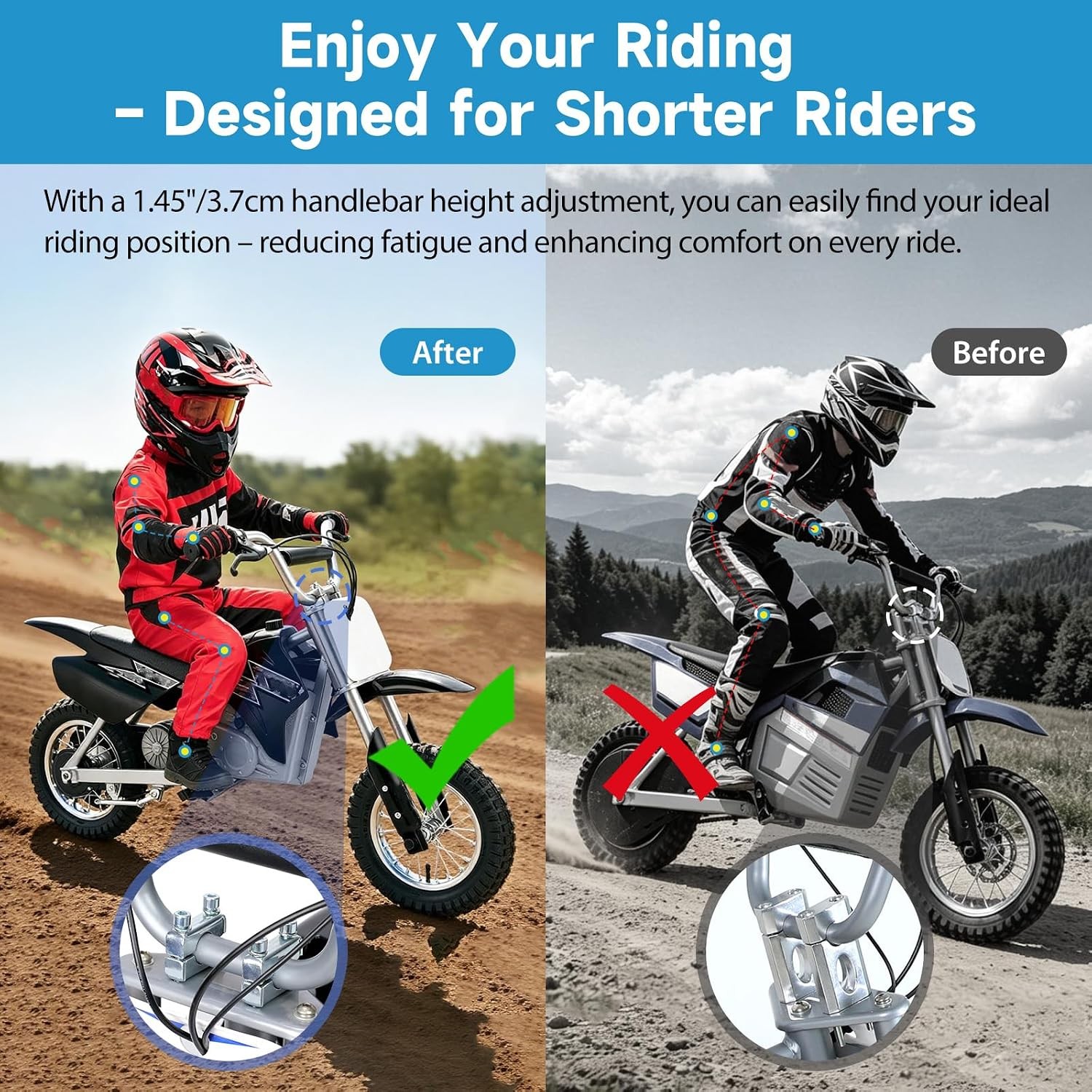 7/8″ 22mm Handlebar Risers For Razor MX350 MX400 ZR350 MX650 MX500 SX350 SX500