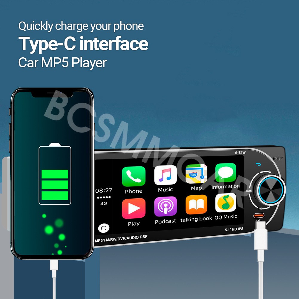 Car MP5 Player Radio Touch Srceen Video Head Unit For Apple CarPlay Android Auto