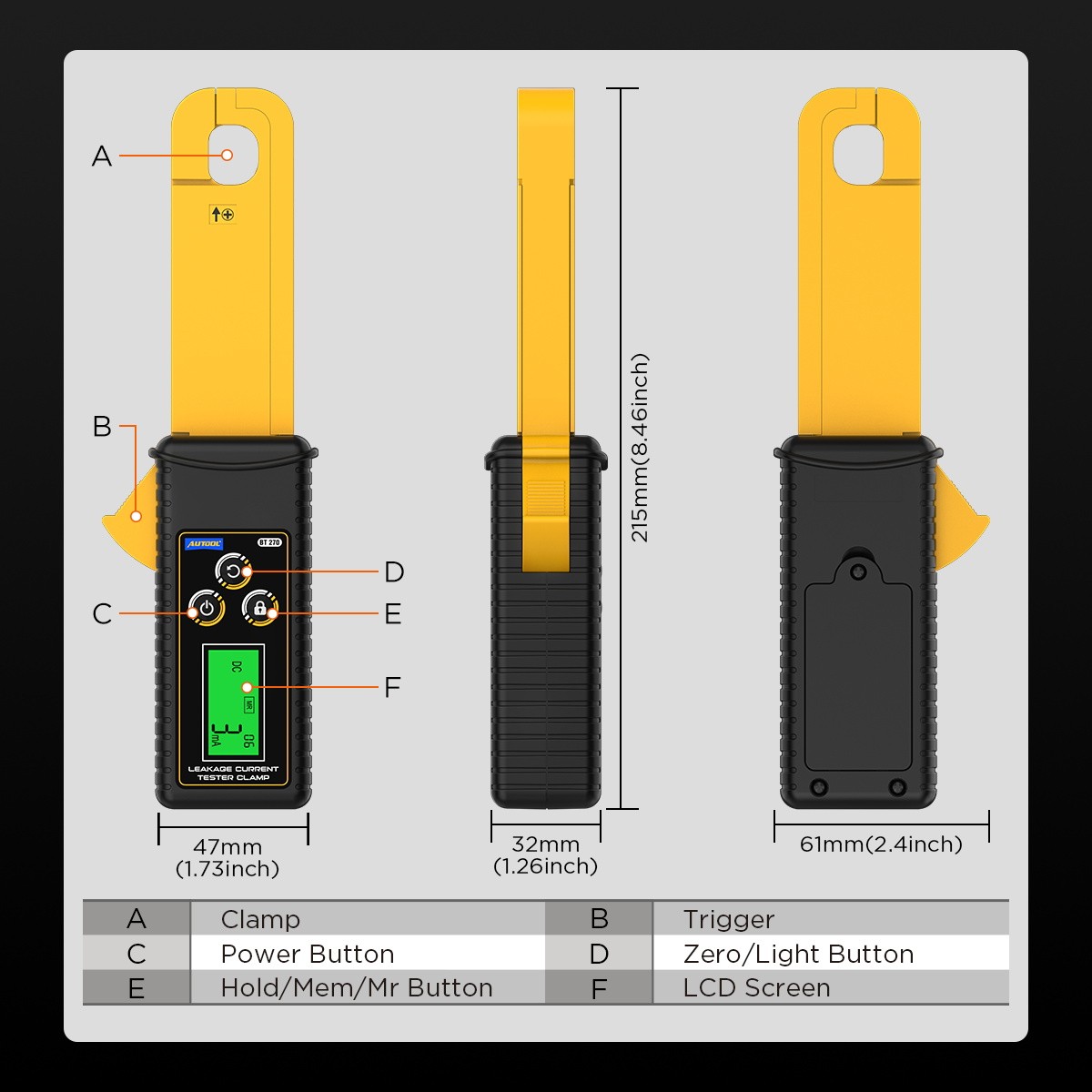 Digital Car Clamp Meter AC DC Current Leakage Tester Ammeter Auto Range Handheld