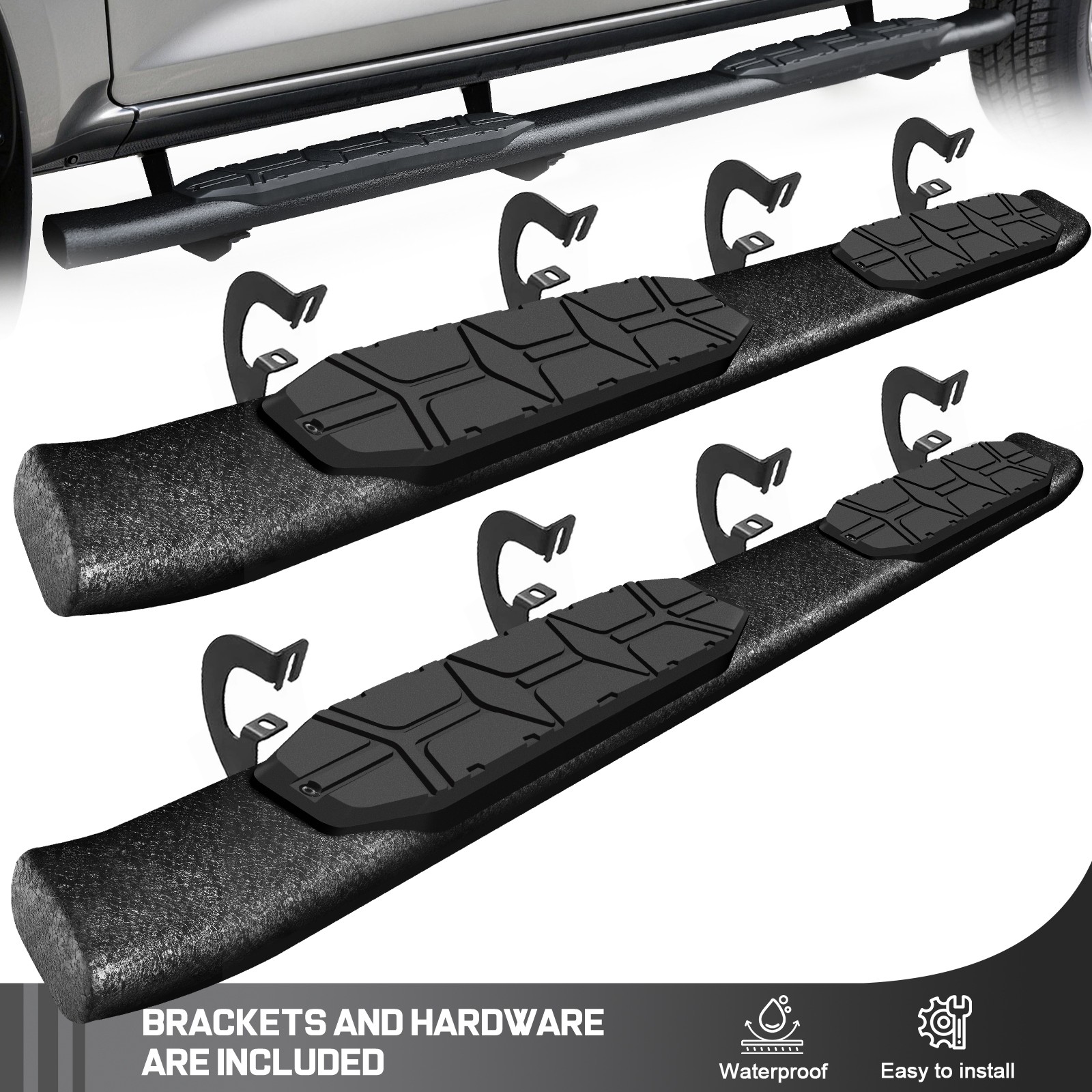 4.3″ Oval Tube Rail Bar Fit 2007-2018 Silverado/Sierra Crew Cab Running Board