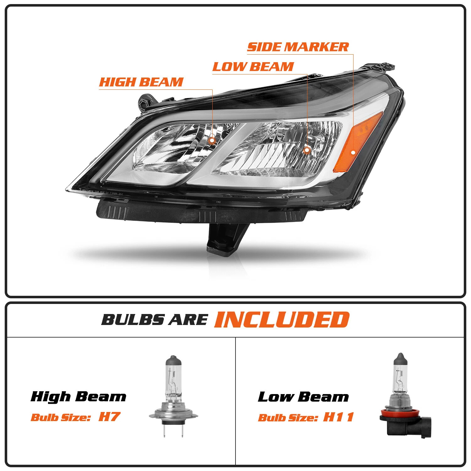 For 2013-2017 Chevy Traverse Halogen Type Headlights W/Bulb Pair Left+Right