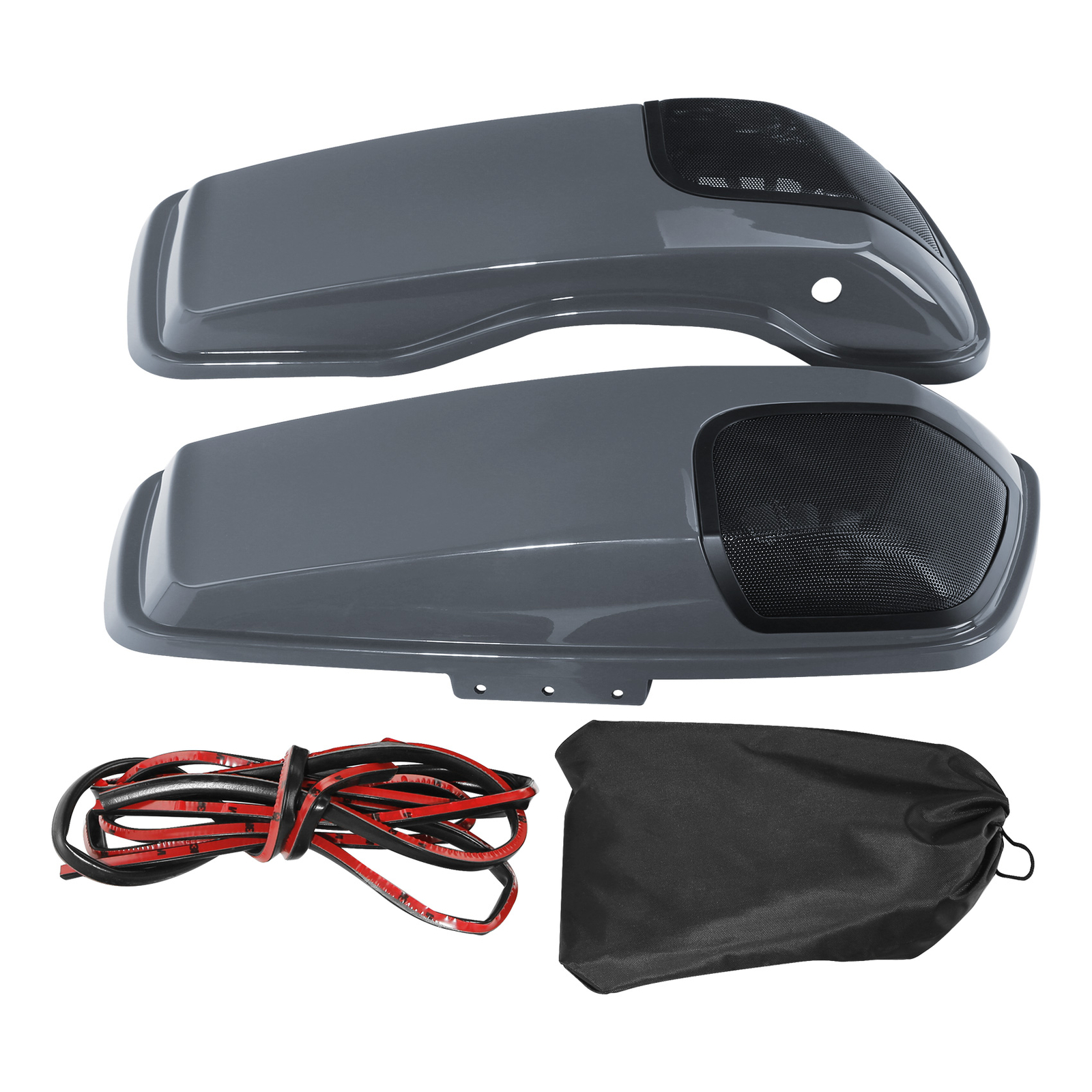 Saddlebags Lids Speakers Grill Cutouts Fit For Harley Touring 14-23 Gunship Gray