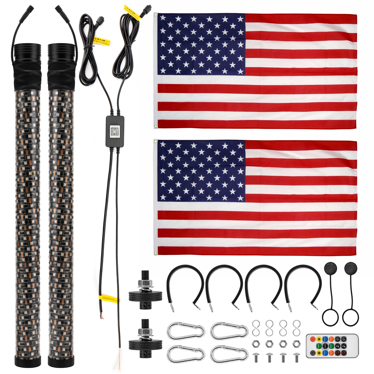 2PCS 2FT Thick Fat LED Whip Chasing RGB Light For Polaris RZR XP 1000 XP 4 1000