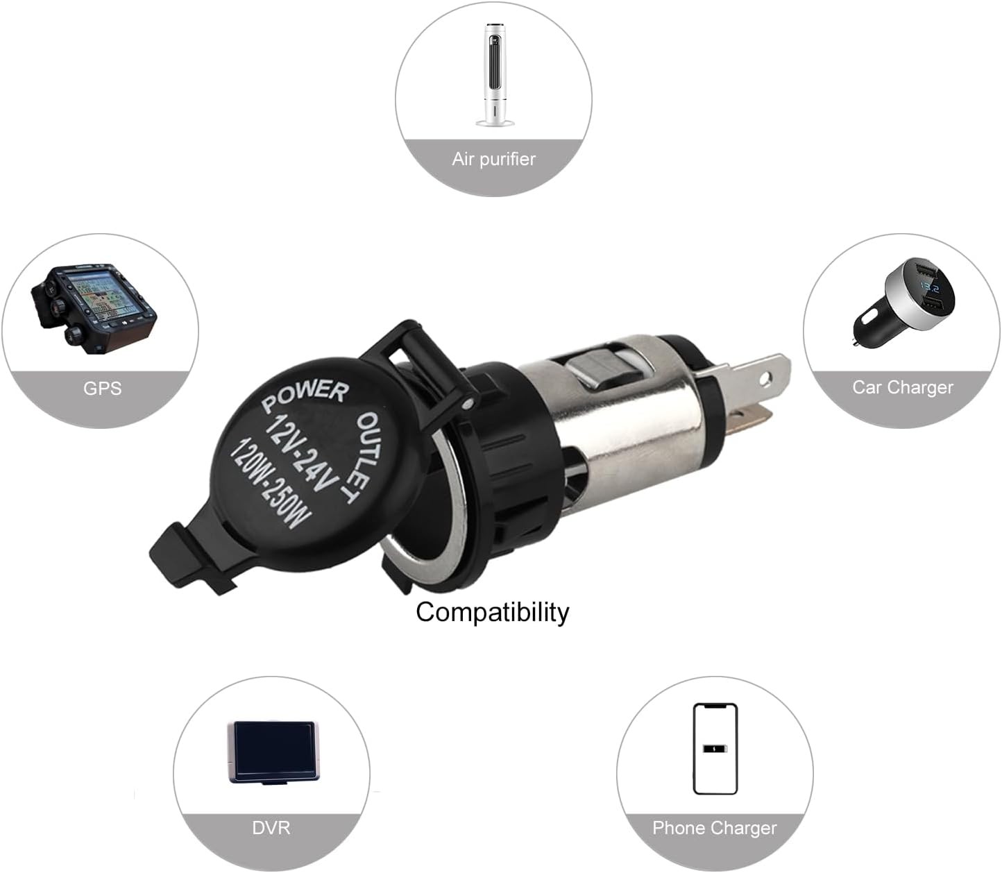 Cigarette Lighter Socket, DC 12V Car Lighter,12 Volt Female Power 3